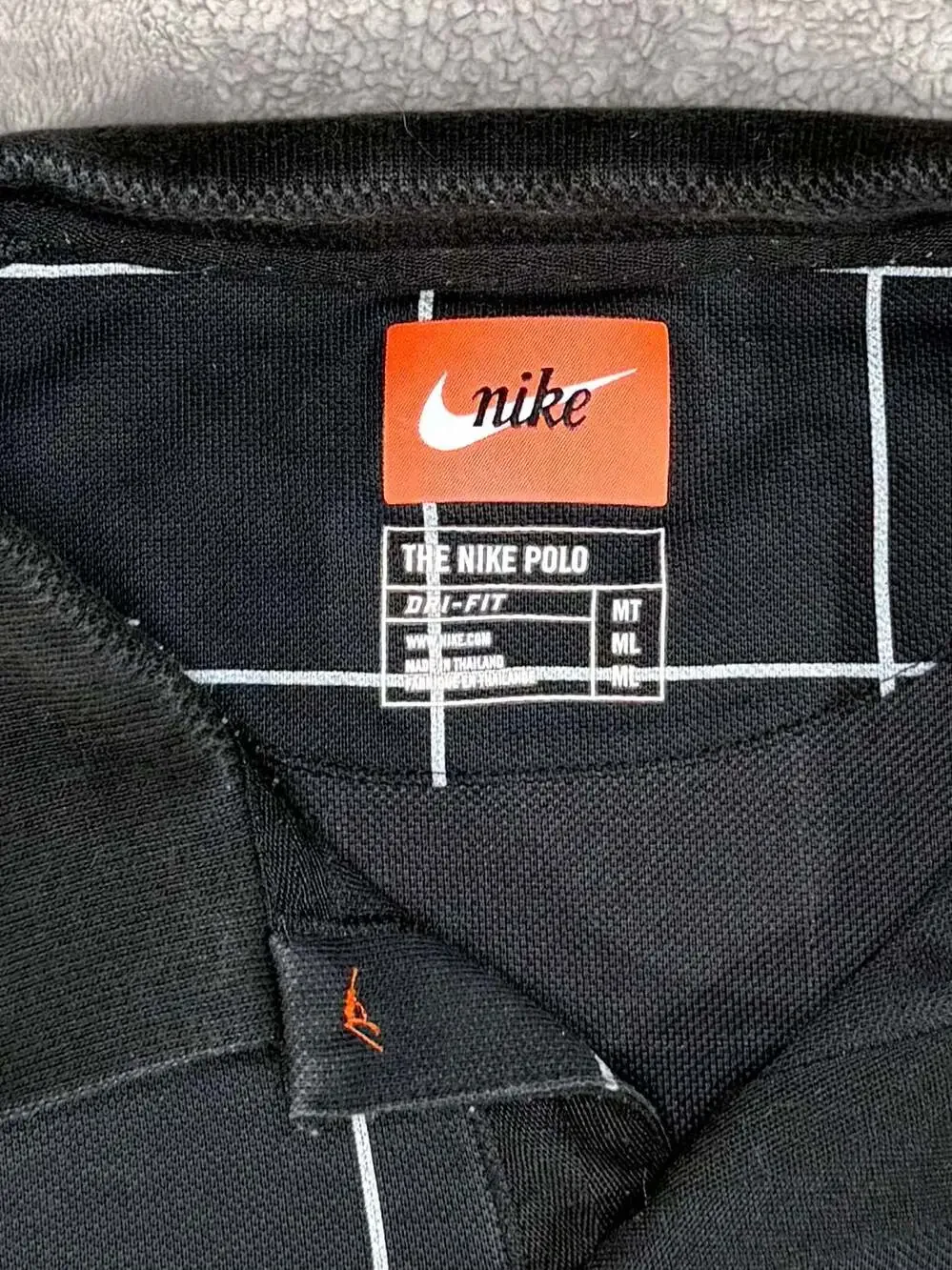 Nike The Nike Polo Dri-FIT Black and White Grid Print Polo Shirt, M